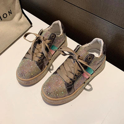 Women Sneakers 2025 New Sparkles Luxury Platform Designer Shoes for Woman Trainers Rhinestone Fashion Casual Sneakers Women