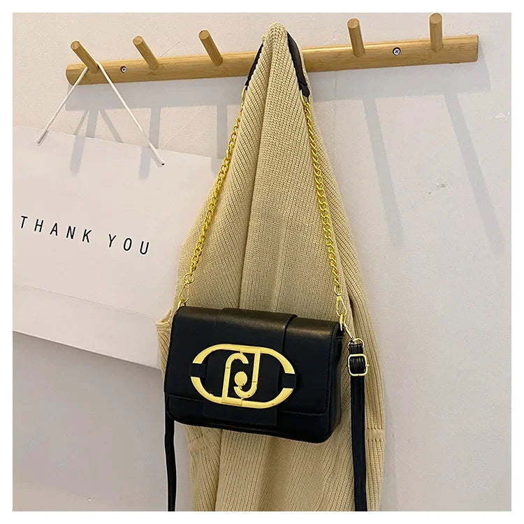 Designer Handbags For Women Leather Metal Buckle Flap Square Shoulder Bags Fashion 2024 Ladies Messenger Bags Females Casual