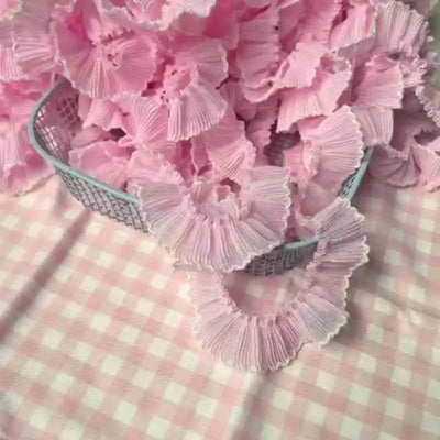4M/lot 3cm Wine red/pink/Beige Chiffon Pleated Lace Dog Tooth Ruffle Lace Trimming for Dress Pet Cloth Home Decoration X1496