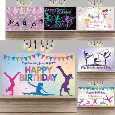 Gymnastics Theme Birthday Decor Backdrop Gymnastics Movement Flip Jump Play Falling Party Supplies Photography Backdrop