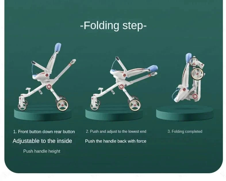 Baby stroller 0 to 3 years High view Shock absorption four wheels stroller folding Can sit or lie down lightweight baby stroller