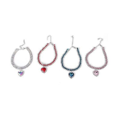 Rhinestone Pet Collars Sparkling 3 Rows Crystal Diamond Cat Small Dog Wedding Collar Puppy Girl Bling Necklace Pendant Jewelry