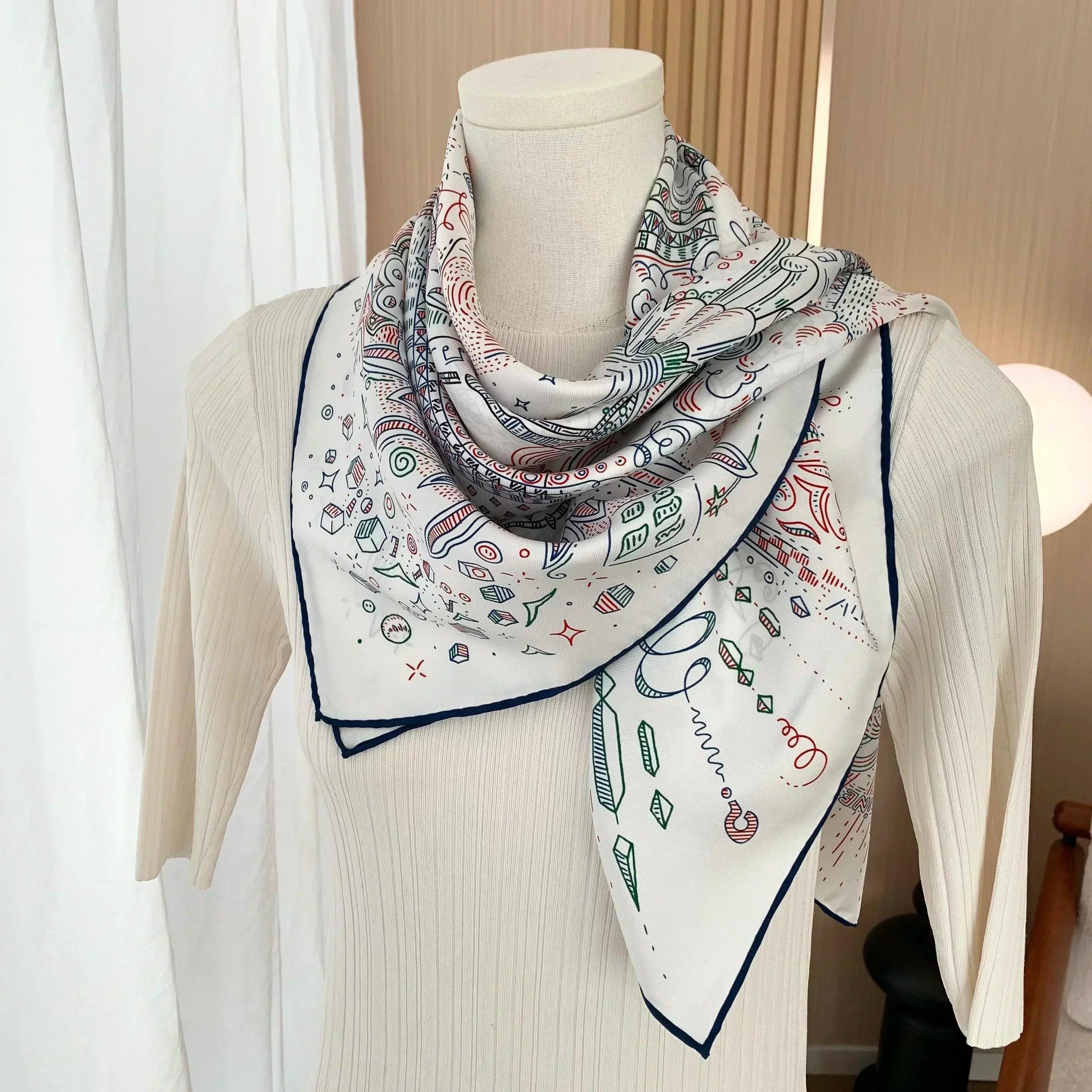 100% real silk scarf shawl large head scarves hijab for hair wrapping 90cm