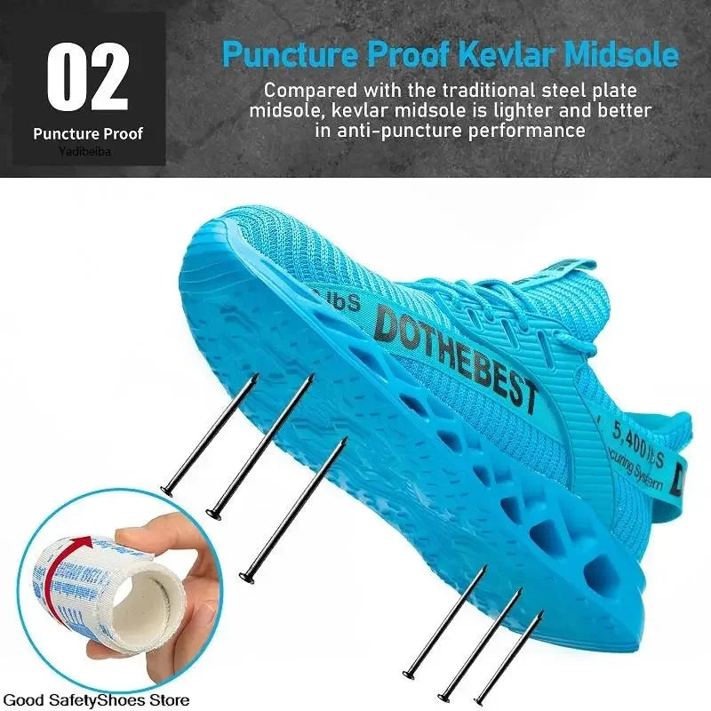 Safety Shoes Men For Work Sneakers Women Men Steel Toe Work Shoes Security Protective Shoes Lightweight Anti-Smash Anti-Puncture