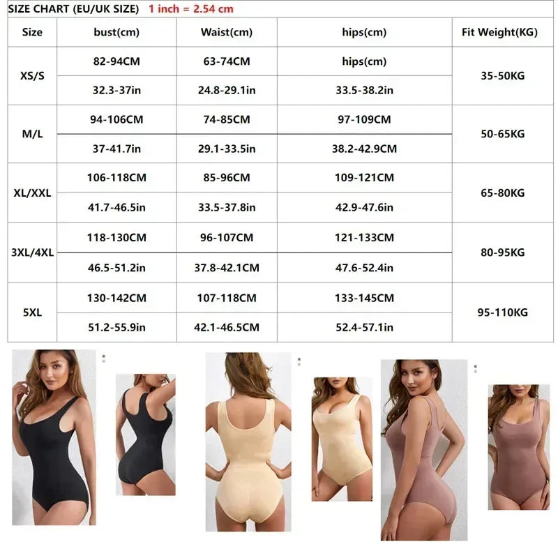 Body Shapewear for Women Seamless Solid Shaping Full Bodysuit Crew Neck Tummy Control Slimming Body Shaper Underwear & Shapewear