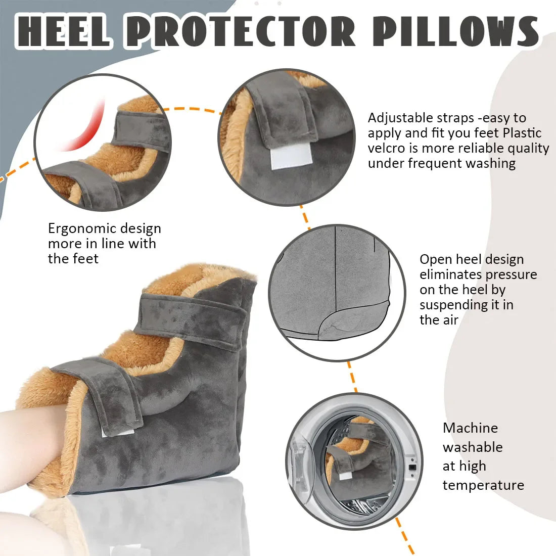 Ehucon Heel Pressure Relief Pillow, Extra Thick Shaggy Foam Protector, Anti-Bedsore Cushion for Bedridden Elderly 1 PCS