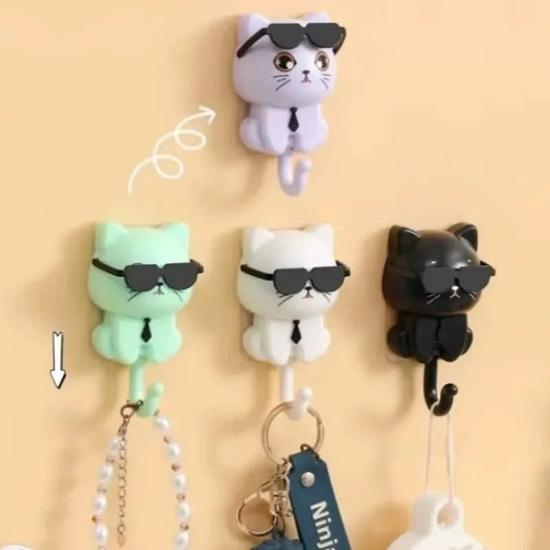Kitten Hooks Cartoon Cats Gravities Induction Decorative Hooks Storage Racks for Keys Umbrellas Towels Adhesive Hooks Home Items