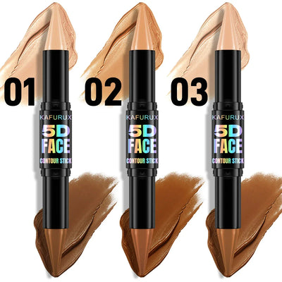 1PC Contour Stick Duo, Double-Eneed Highlight and Shadow Cream Waterproof Full Coverage Face Foundation Concealer Pen Long Lasti