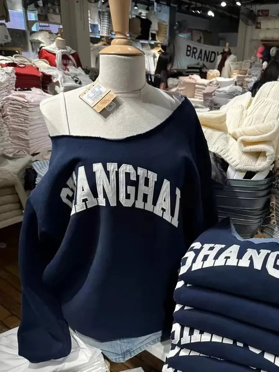 14 Print Oversized Sweatshirt For Women Sexy Scoop