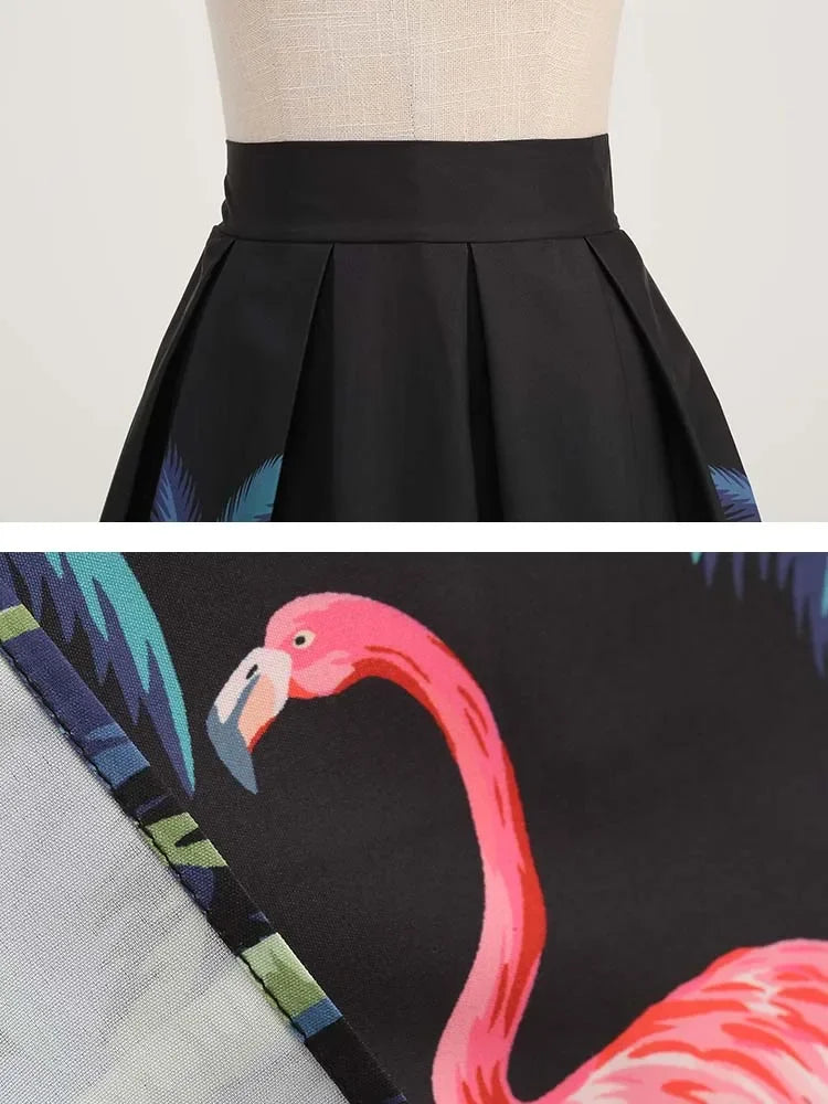 Summer Casual Women Midi Skirt Polka Dot High Waist Retro Vintage 50s Pleated Party Skirts