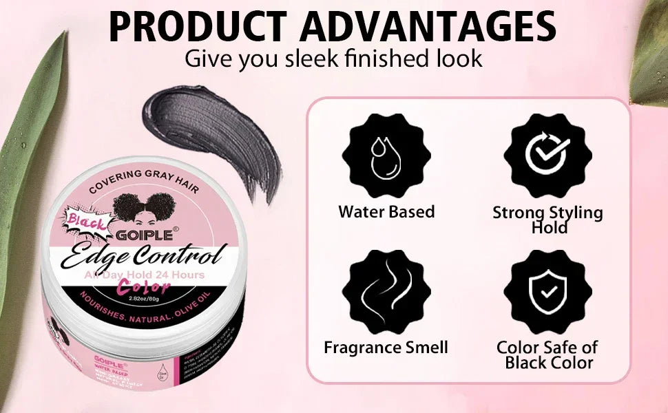 Edge Control Wax for Women Strong Hold Non-greasy Covering Gray Hair Edge Styling Gel for Black No Flaking Hairstyles Pomade