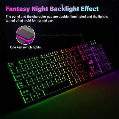 Computer Gaming Keyboard Light Backlit RGB Mute wired keyboard USB office home Russian French Spanish German Arabic English