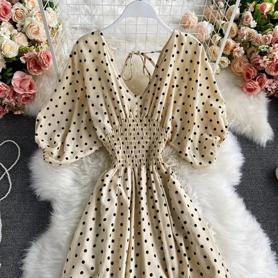 V Neck Sexy Dolman Sleeves Waist Slim Polka Dot Print Jumpsuit Women Wide Leg Trousers Jumpsuit