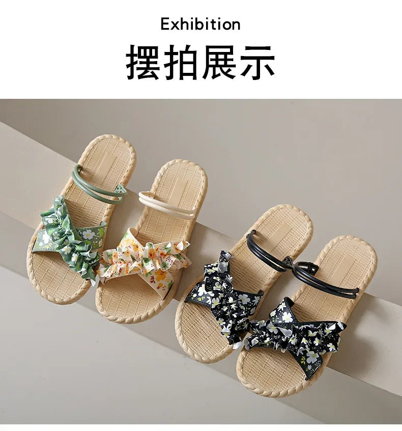 2025 New Floral Flip Flops for Women - Fashion Flat Sandals, Non-Slip Summer Slides for Beach/Outdoor, Trendy Ladies Casual Shoe