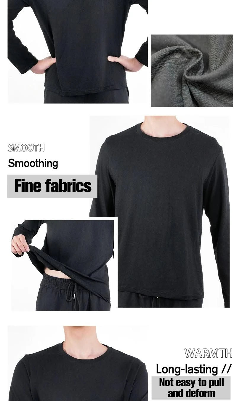 Men's Casual Round Neck Cotton Moisture Wicking Long Sleeve T Shirts | Tees | Tanks | White, Black Undershirts Loose Fit