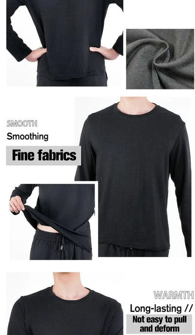 Men's Casual Round Neck Cotton Moisture Wicking Long Sleeve T Shirts | Tees | Tanks | White, Black Undershirts Loose Fit