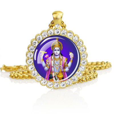 Hinduism Necklace Ganesha Goddess Kashmi Vishnu Rhinestone Pendant Shiva Amulet Charms Necklaces Women Indian Buddhism Jewelry