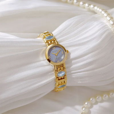 2025 High-End Vintage Woman Watches Fashion Elegant Natural Jade Stones Quartz Watch Retro Waterproof Hand Clock Gifts