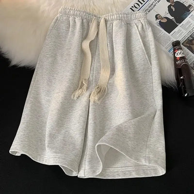 Solid Color Wide-leg Pants for Men New in Summer 2025 Loose and Versatile Sporty Mid-length Shorts Trendy