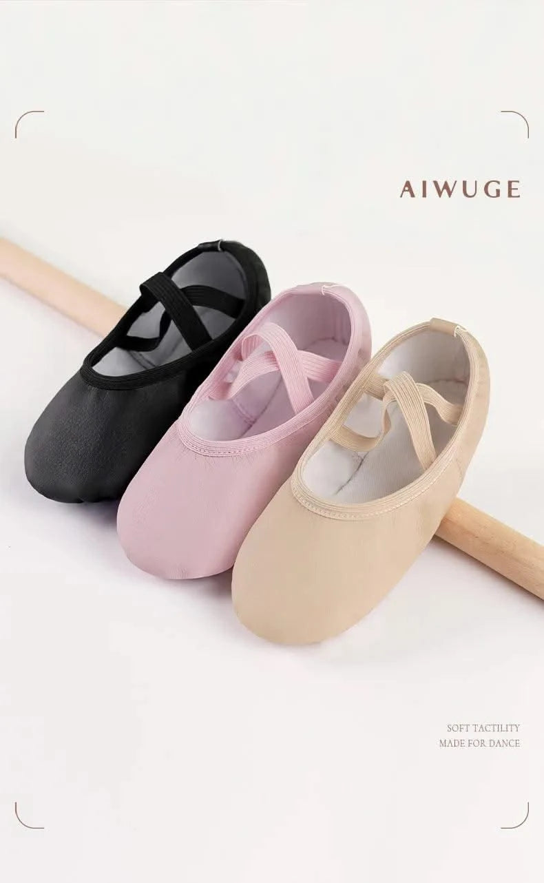 PU Ballet Shoes for Toddler Girls Children Dance Shoe Leather Ballet Flats Kids Soft Sole Gymnastics Shoes Dancing Slippers