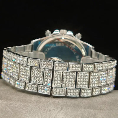 2025 Top Luxury Watch For Men Fashion Ice Diamond Hip Hop Rainbow Diamond Multifunction Man Quartz Wristwatch Gift Dropshipping