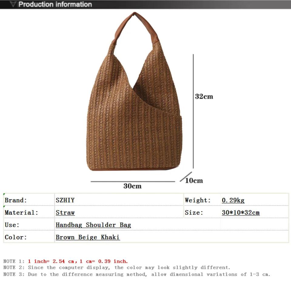 Fashion straw bag designer shoulder women tote summer beach vacation bohemian shopping pocket crossover sacos de ombro