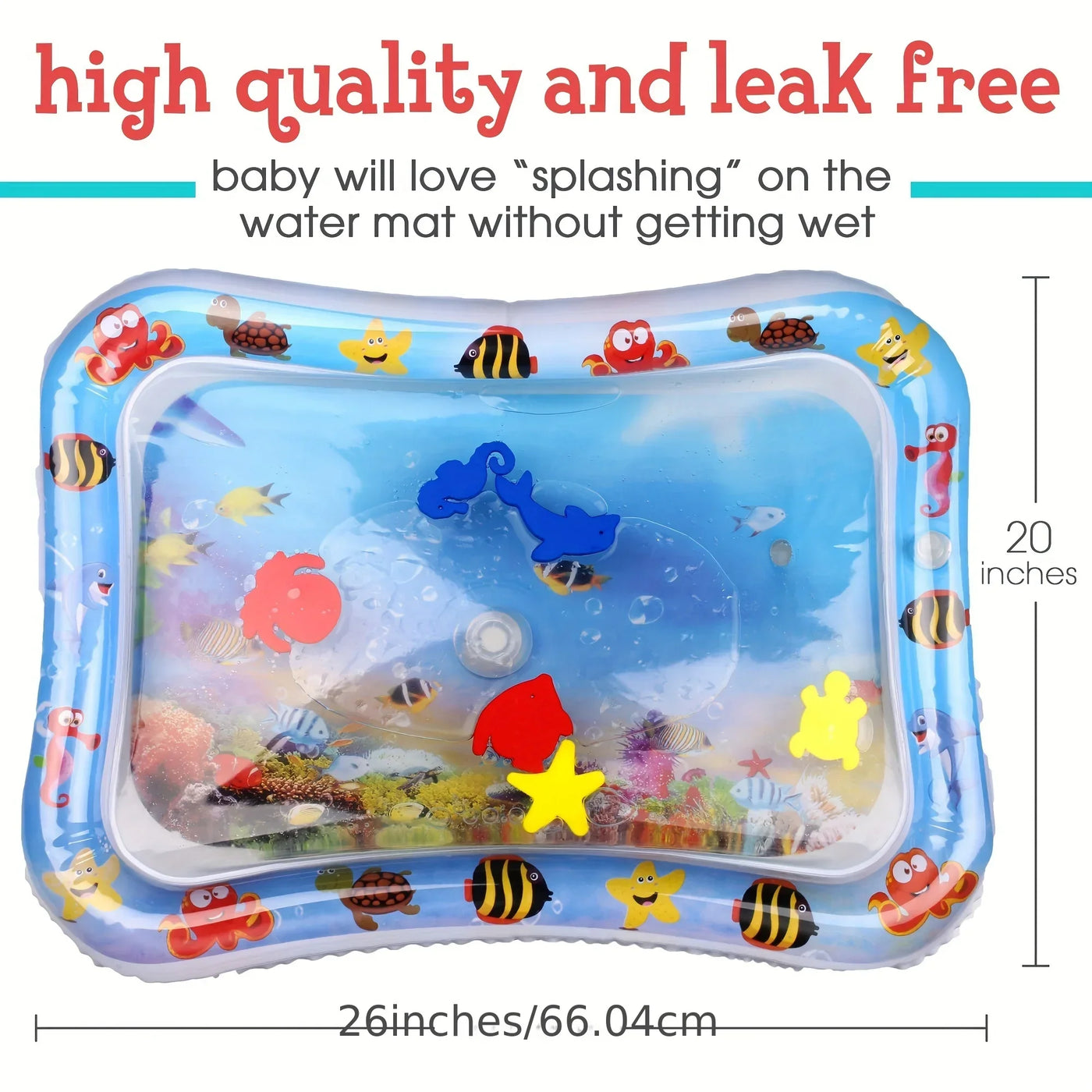 Tummy Time Water Mat with Gift Box for Infants Toddlers Baby 3 Months+, 26x20 in,waterplay,outdoor,summer fun,Christmas gift