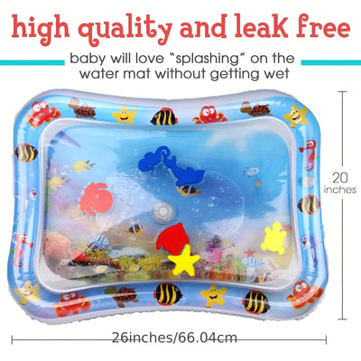 Tummy Time Water Mat with Gift Box for Infants Toddlers Baby 3 Months+, 26x20 in,waterplay,outdoor,summer fun,Christmas gift