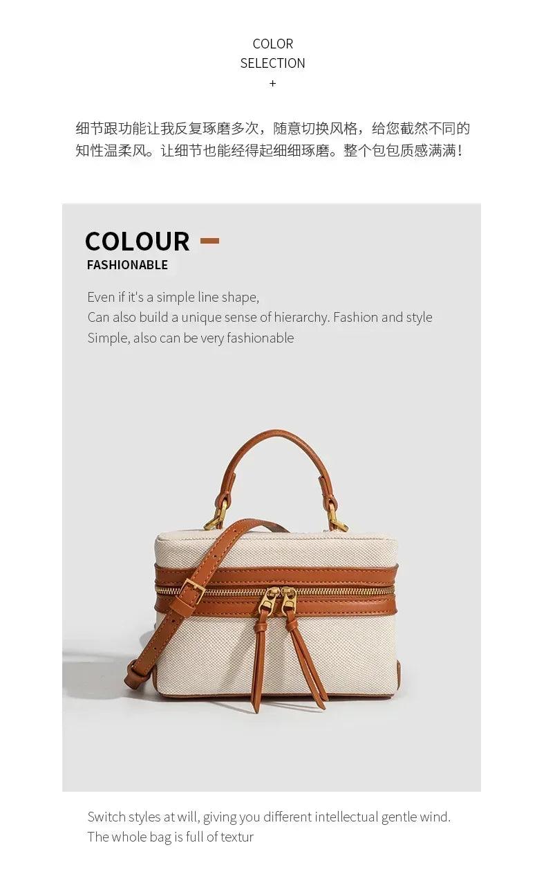 Fashion box women handbags designer thick canvas shoulder crossbody bags casual spring and summer small purses 2024