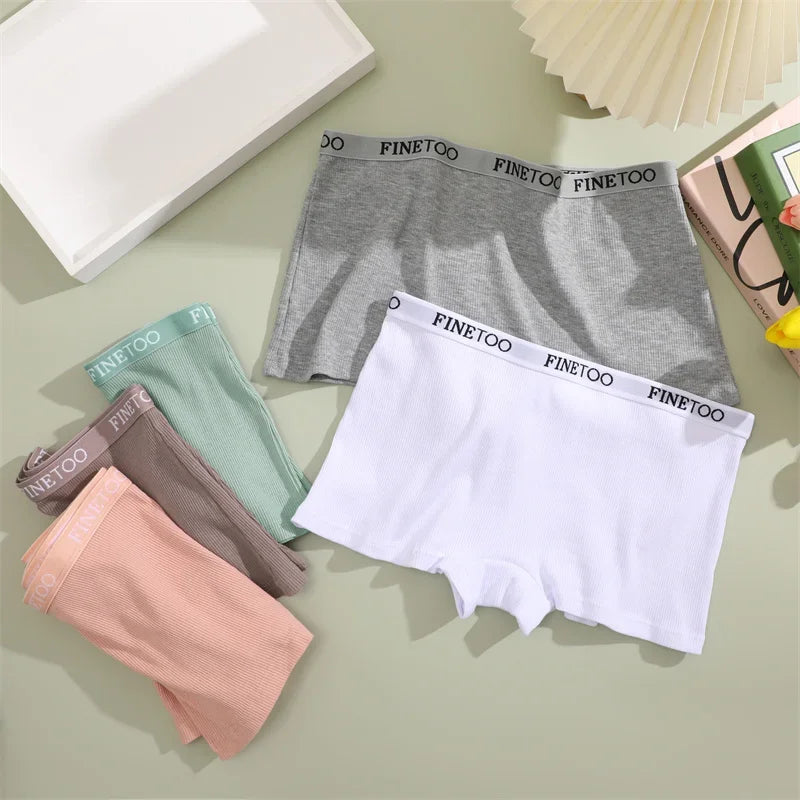 Cotton Boxers Shorts  For Women Sexy Low Rise Panties Female Solid Color Breathable Underwear High Elastic Intimates Lingerie