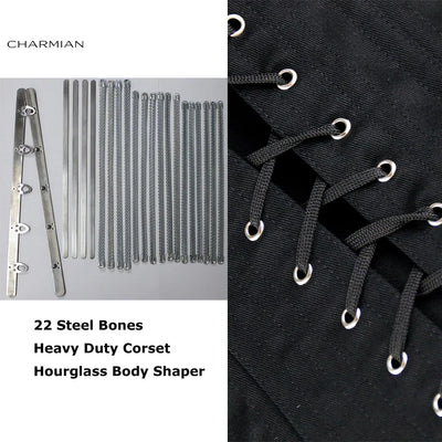 Charmian Black Corsets For Woman Sexy 22 Steel Boned Long Torso Plus Size Brocade Hourglass Shapewear White Corset Waist Trainer