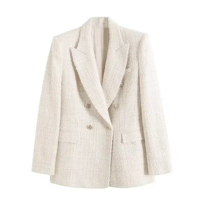 Green Double Breasted Women's Blazer, Beige, Black, Red Women Suit Jacket, Spring Vintage Female Coats