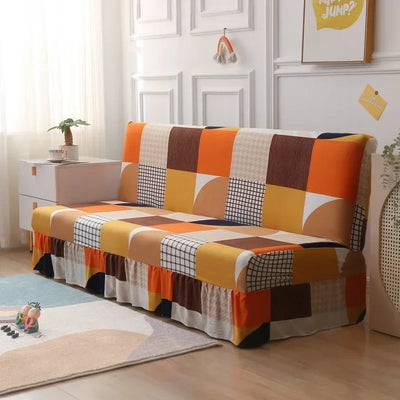 1/2/3Seater Sofa Bed Cover with Elastic Printing Seat Cover Armless Sofa Bed Cover Sofa Covers for Living Room Home Decor
