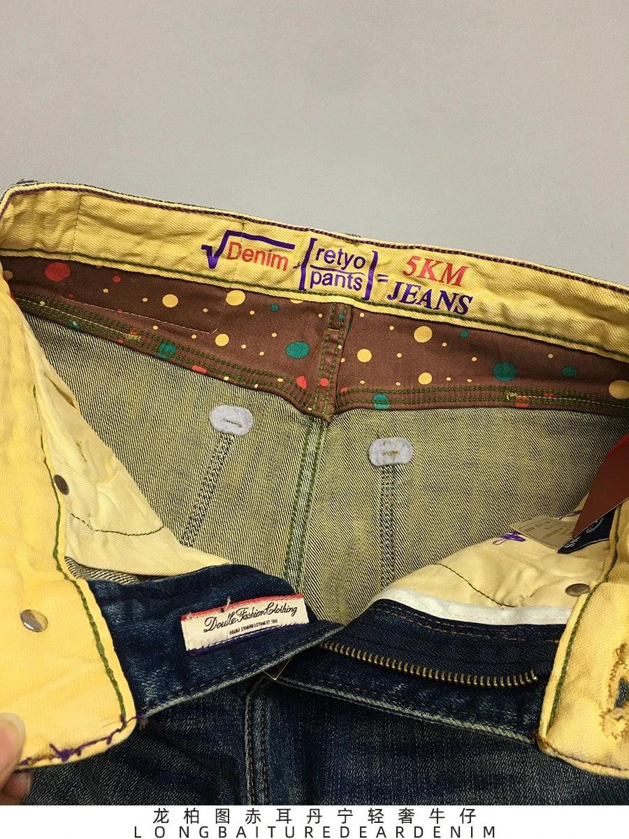 12.5oz Red Selvedge Denim Jeans for Men 99% Cotton High Quality American Vintage Casual Spring Autumn Tapered Straight Pants 5KM