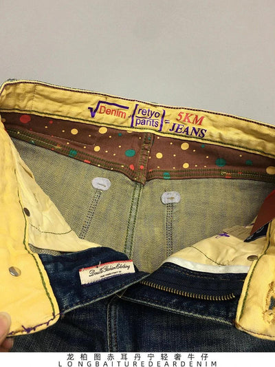 12.5oz Red Selvedge Denim Jeans for Men 99% Cotton High Quality American Vintage Casual Spring Autumn Tapered Straight Pants 5KM