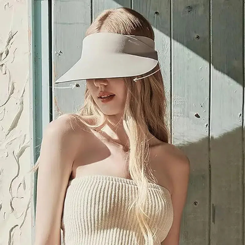 Summer Sunscreen Sun Hat For Women UV Protection Running Sports Empty Top Hat Light Foldable Sun Shade For Ladies