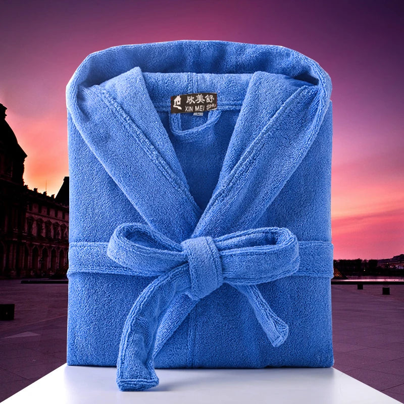 Hooded Bathrobe Men 100% Cotton Long Terry Towel Big and Tall Towel Bathrobe Male Terry Cloth Bath Robe Sleeping Dressing Gown