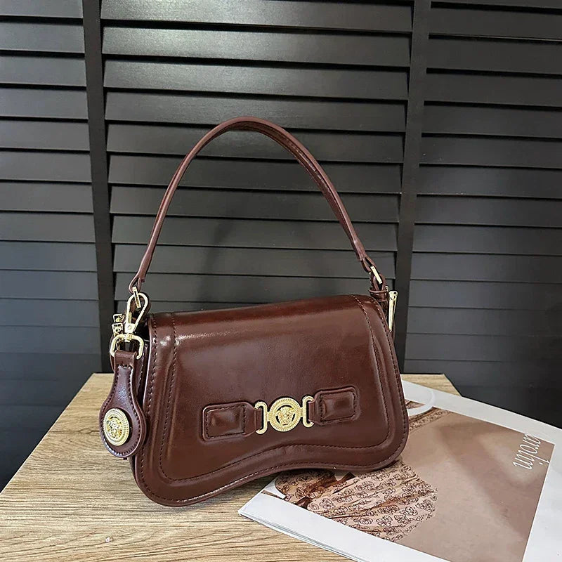 Designer Style Crossbody Bag for Women Genuine Leather Shoulder Handbag Ladies Compact Wallet Phone Holder Purse