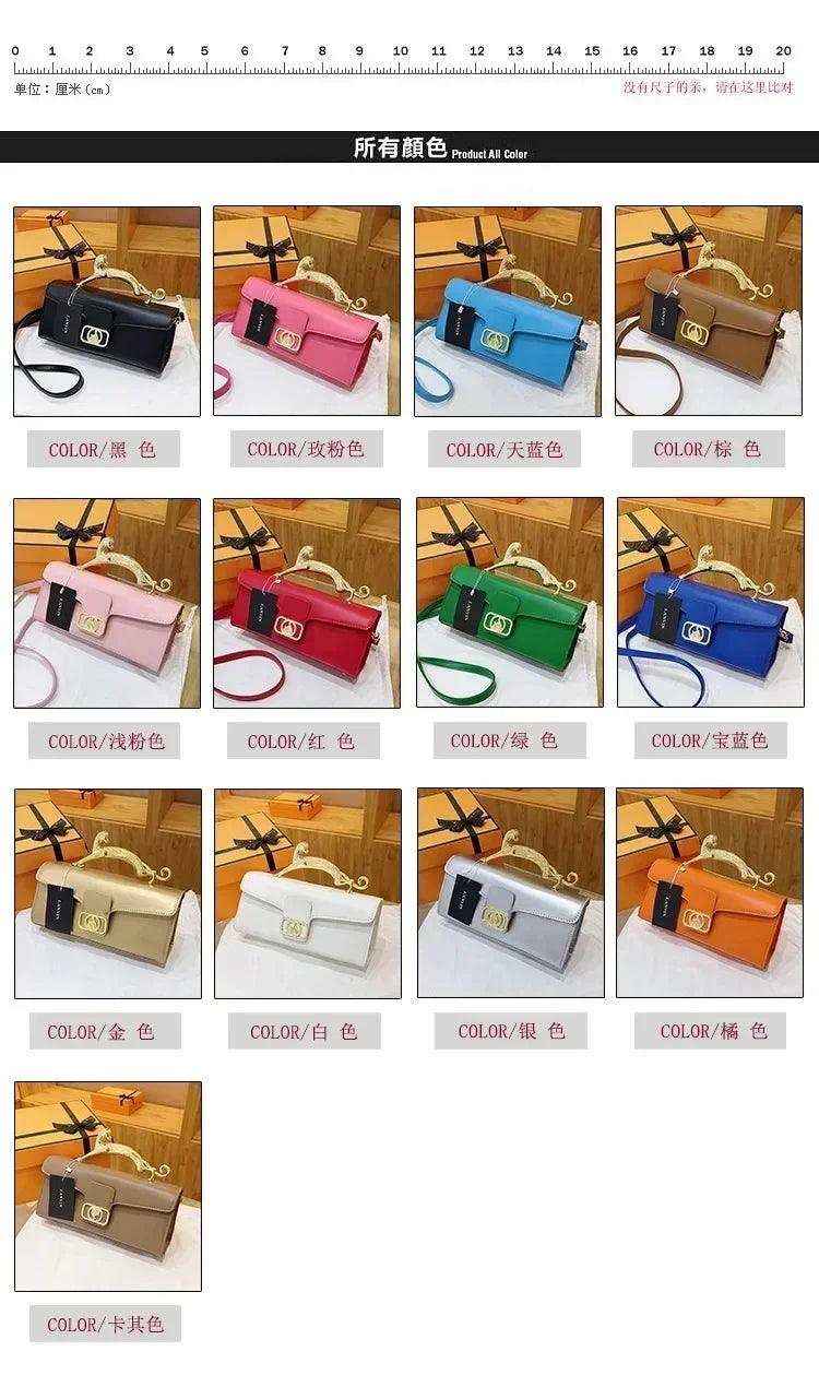Women’s handbag new bags for women metal handle leather famous brand designer crossbody fashion trend shoulder bag