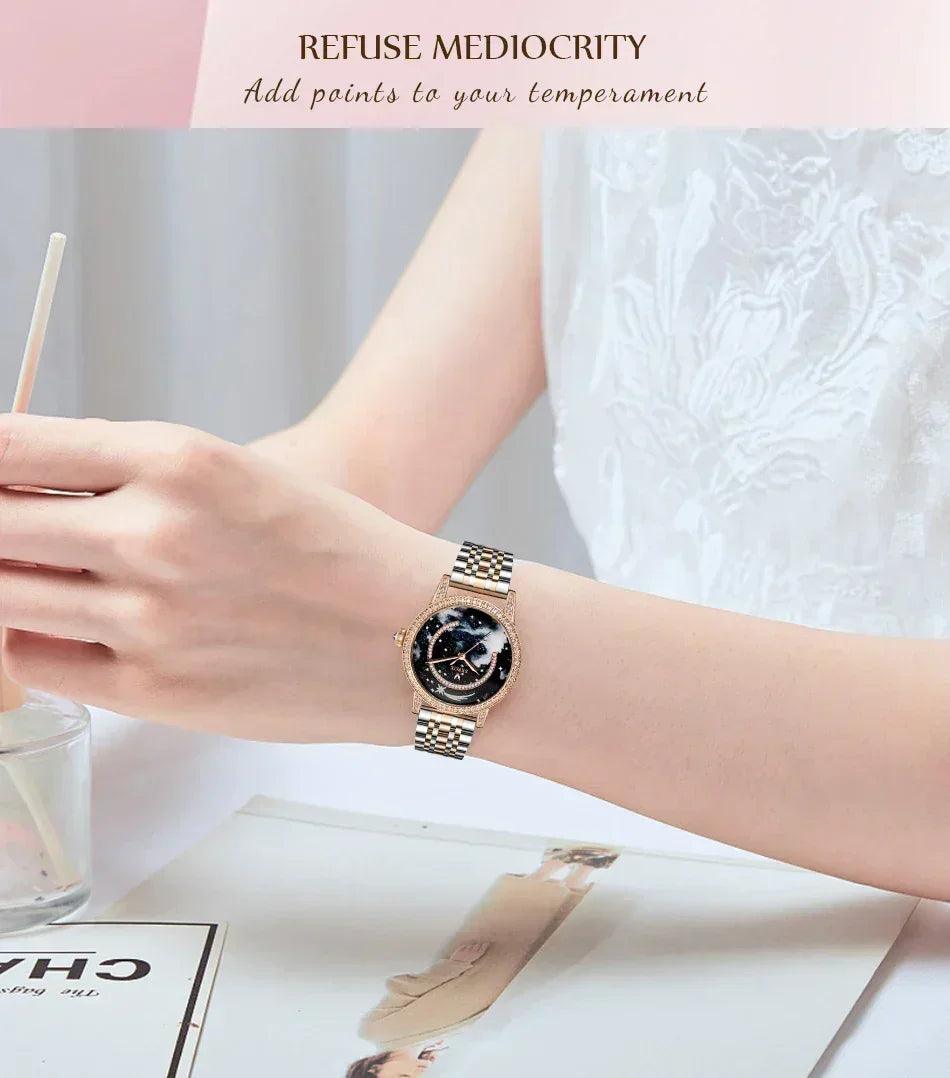 2024 high end luxury diamond watch women mechanical automatic movement ladies watches stainless steel fashion women’s