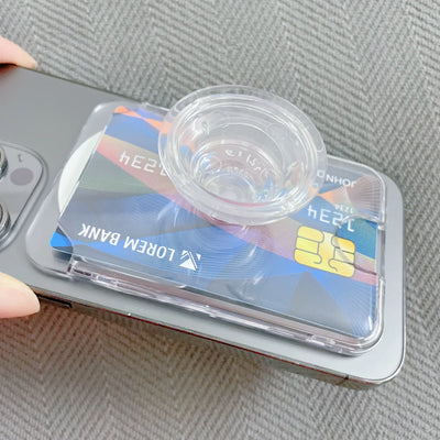 Clear magnetic airbag iPhone card case with transparent credit card holder