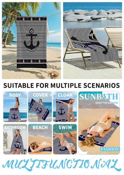 Beach Towels Large Sand Free for Adults Quick Drying Towel Swimming Super Absorbent Microfiber Bath Print Sports Surf Sea Travel