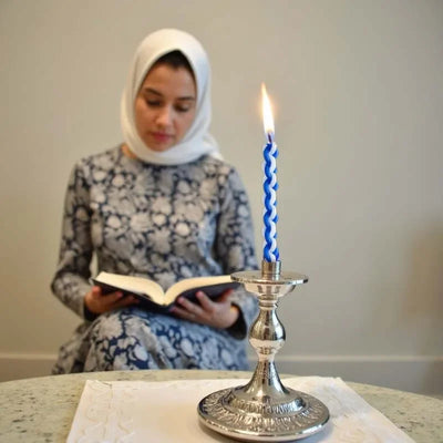 2PACK Havdalah Candle Blue and White Braided Jewish Largest Candle Smokeless Lighting Shabbat Candles for Saturday Night