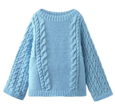 Women's Oversize Knit Sweaters Pullover Casual O Neck Solid Sweater Female 2025 Autumn Winter Loose Sleeves Knitted Pullovers