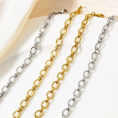 1Piece Statement Stainless Steel Chain Bracelet For Women Men Punk Metal Oval Bracelet Handmade Exquisite Jewerlry Gifts 17.5cm