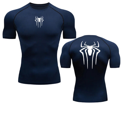 Printed Men's Athletic Compression Shirts Athletic Quick Dry Breathable Rash Guard Athletic Tight Workout Tops Summer Men