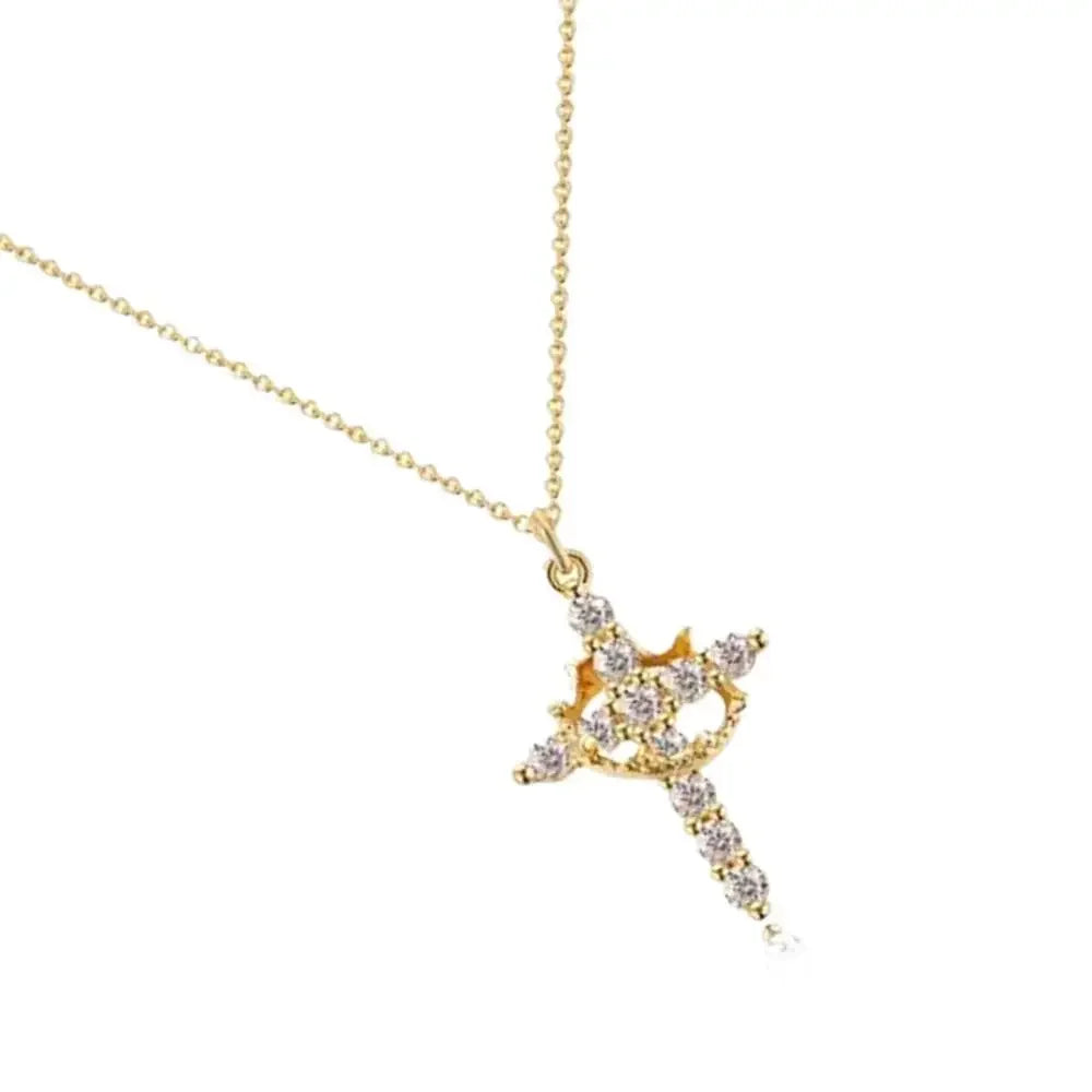 Religious cross Jewelry Neck Chain Christian Necklace Copper Religious Necklace Christian Crown Necklace Pendant For Women Men