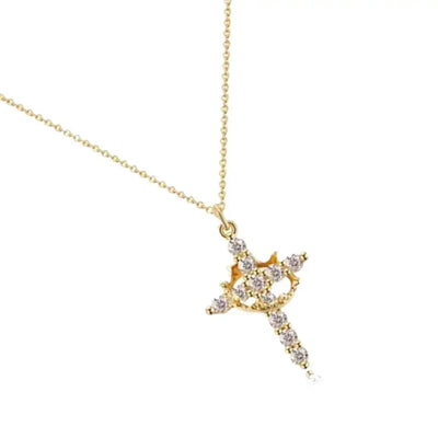 Religious cross Jewelry Neck Chain Christian Necklace Copper Religious Necklace Christian Crown Necklace Pendant For Women Men