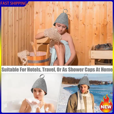 Hot Trend-6X Anti Heat Sauna Hat Thicken Wool Felt Shower Cap Hair Turban Quickly Towel Drying Towel Hats For Sauna Bathroom
