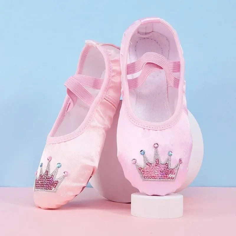 Children's Dance Shoe Soft Sole Practicing Cat Claw Satin Embroidery Ballet Body Yoga Girl Indoor Gymnastics Shoes